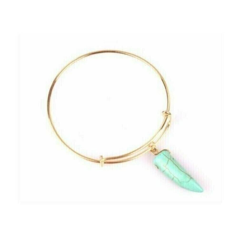 Los Angeles Boutique NEW Turquoise Horn Bangle Bracelet Charm Boho Adjustable